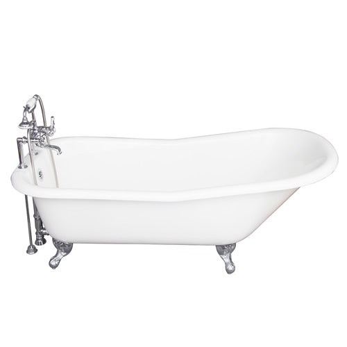 Icarus 67″ Cast Iron Slipper Tub Kit – Polished Chrome Accessories