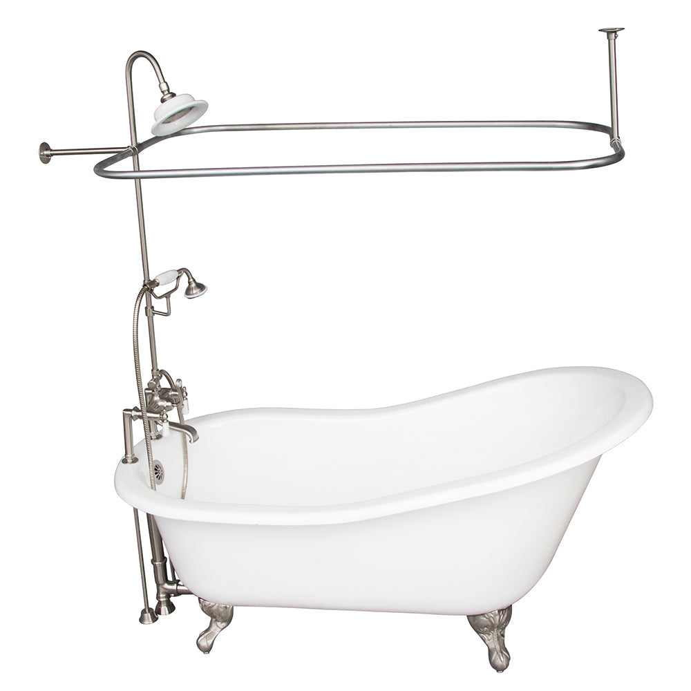 Griffin 61″ Cast Iron Slipper Tub Kit – Brushed Nickel Accessories