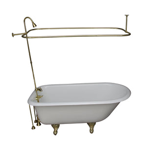 Brocton 65″ Cast Iron Roll Top Tub Kit – Polished Brass Accessories