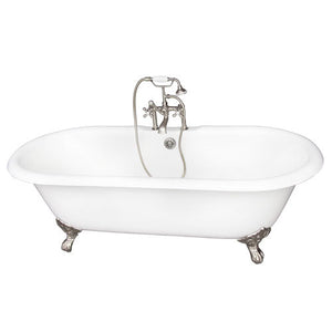 Duet 67″ Cast Iron Double Roll Top Tub Kit – Brushed Nickel Accessories