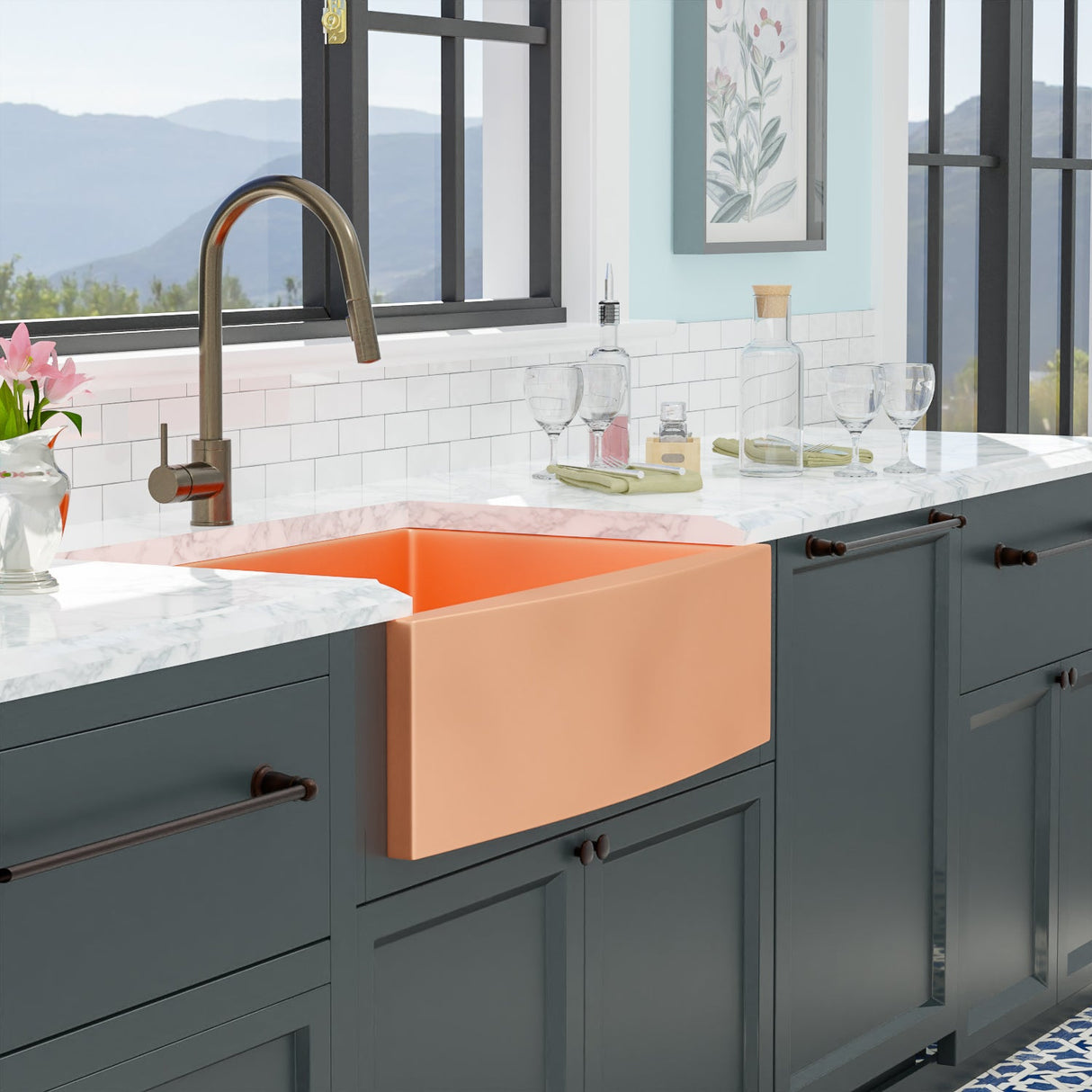 Emelina Single Bowl Copper Apron-Front Sink – 33″