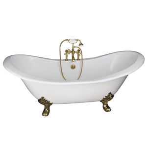 Marshall 72″ Cast Iron Double Slipper Tub Kit – Polished Brass Accessories