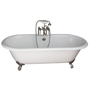 Duet 67" Cast Iron Double Roll Top Tub Kit-Brushed Nickel Accessories