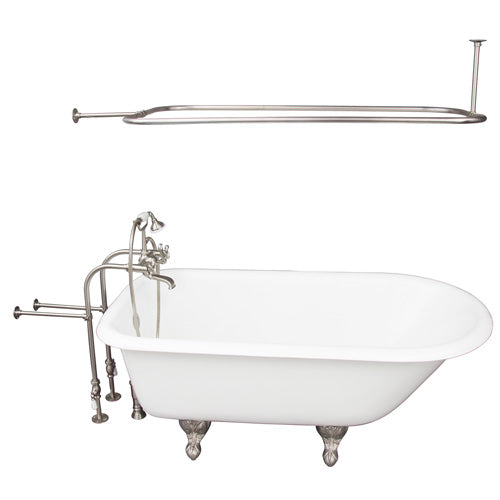 Brocton 65″ Cast Iron Roll Top Tub Kit – Brushed Nickel Accessories