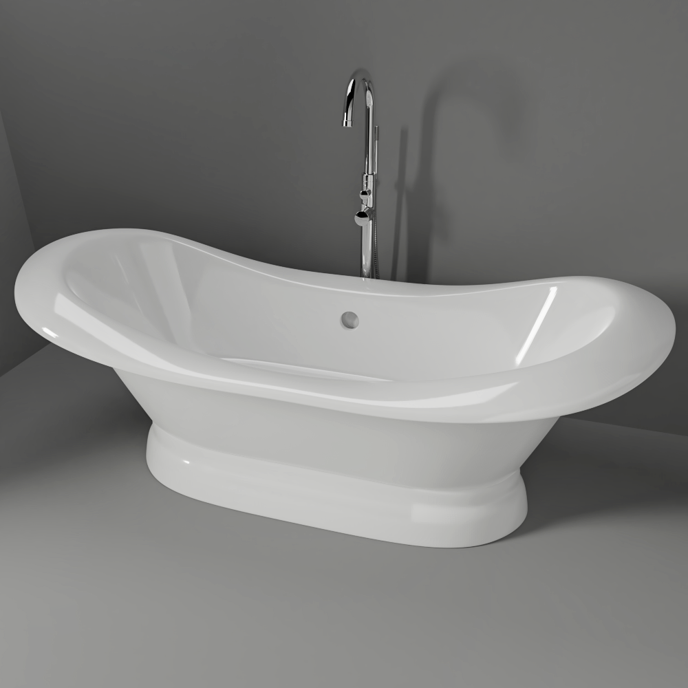 Marshall 72" Cast Iron Double Slipper Tub on Base