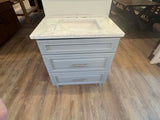 30" Bertch Vanity Set with Marble Top and Matching Mirror