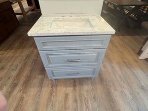 30" Bertch Vanity Set with Marble Top and Matching Mirror