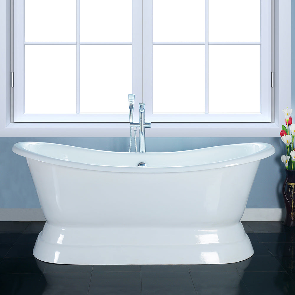 Randall 72" Cast Iron Double Slipper Tub with Base