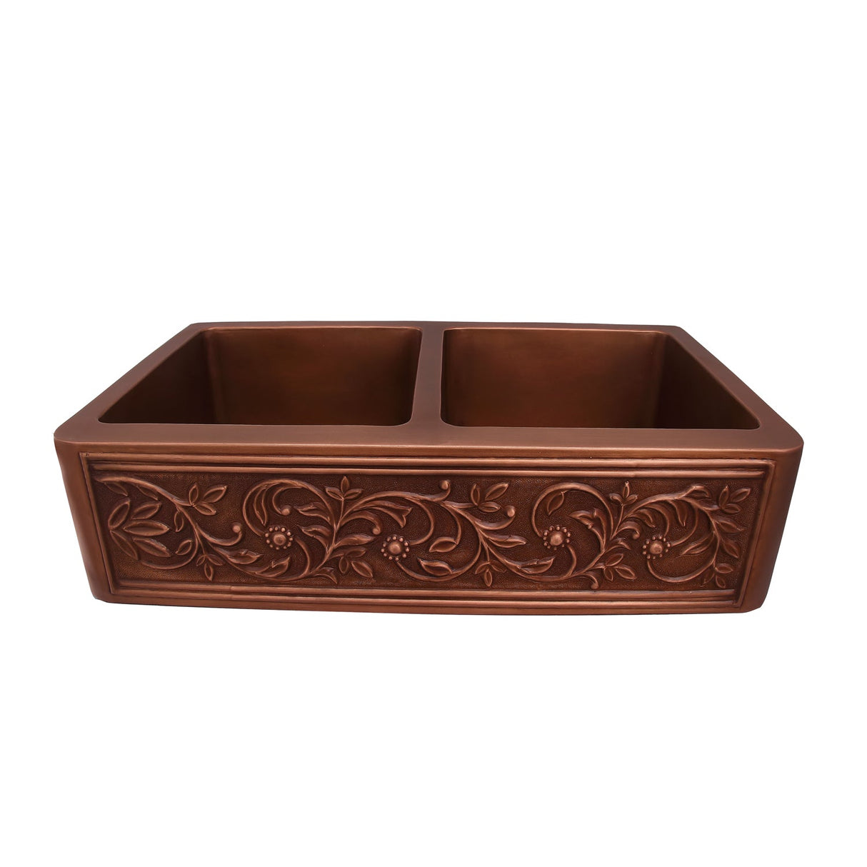 Cilantro Double Bowl Copper Apron-Front Sink