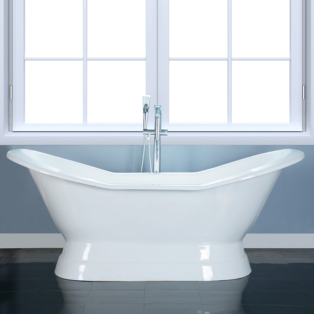 Oxnard 72" Cast Iron Double Slipper Tub on Base