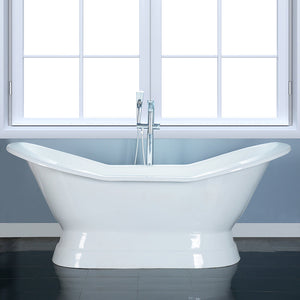 Oxnard 72" Cast Iron Double Slipper Tub on Base