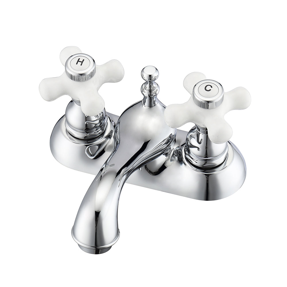 Donata 4" Centerset Lavatory Faucet with Porcelain Cross Handles