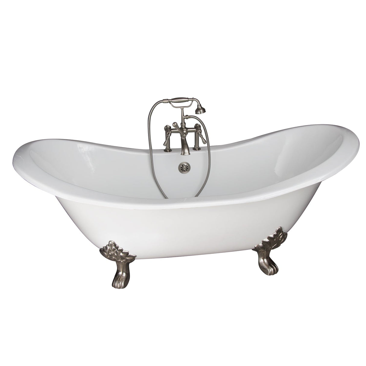 Marshall 72″ Cast Iron Double Slipper Tub Kit – Brushed Nickel Accessories