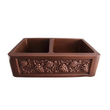 Concord Double Bowl Copper Apron-Front Sink – 33″