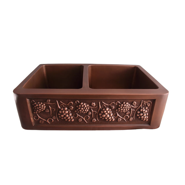Concord Double Bowl Copper Apron-Front Sink – 33″