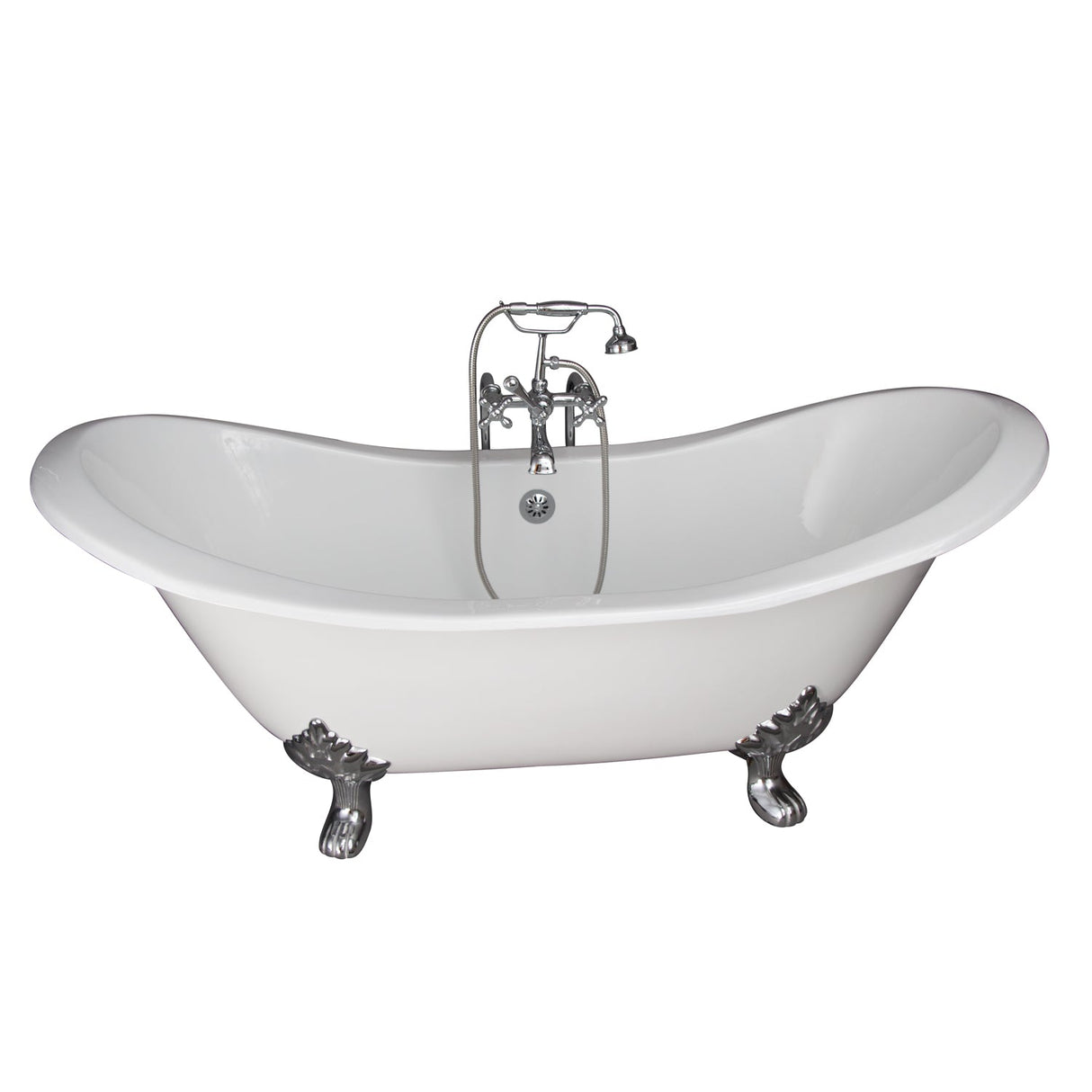 Marshall 72″ Cast Iron Double Slipper Tub Kit – Polished Chrome Accessories