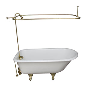 Brocton 65″ Cast Iron Roll Top Tub Kit – Polished Brass Accessories