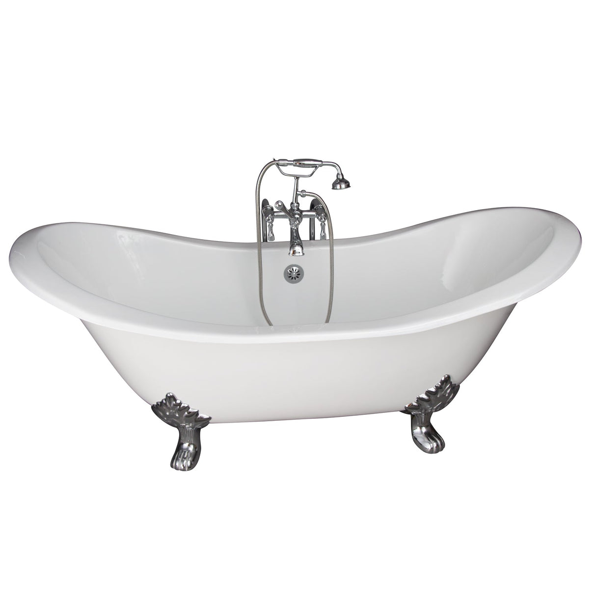 Marshall 72″ Cast Iron Double Slipper Tub Kit – Polished Chrome Accessories