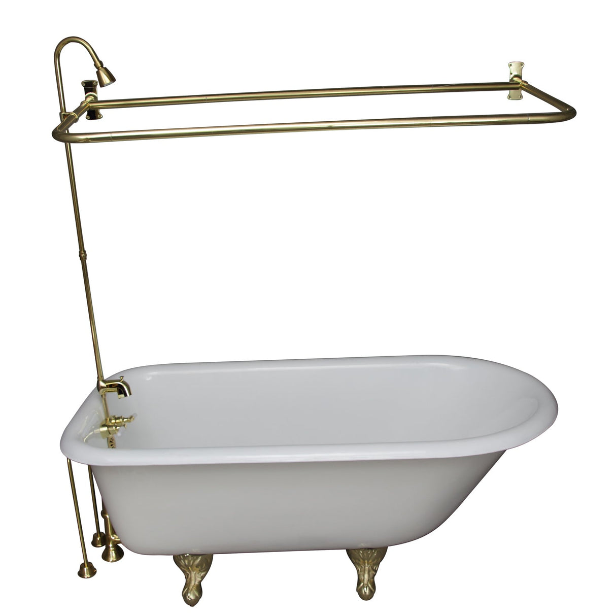 Bartlett 60" Cast Iron Roll Top Tub Kit-Polished Brass Accessories