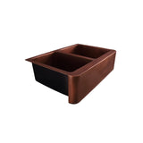 33" Otero Double Bowl Copper Apron-Front Sink