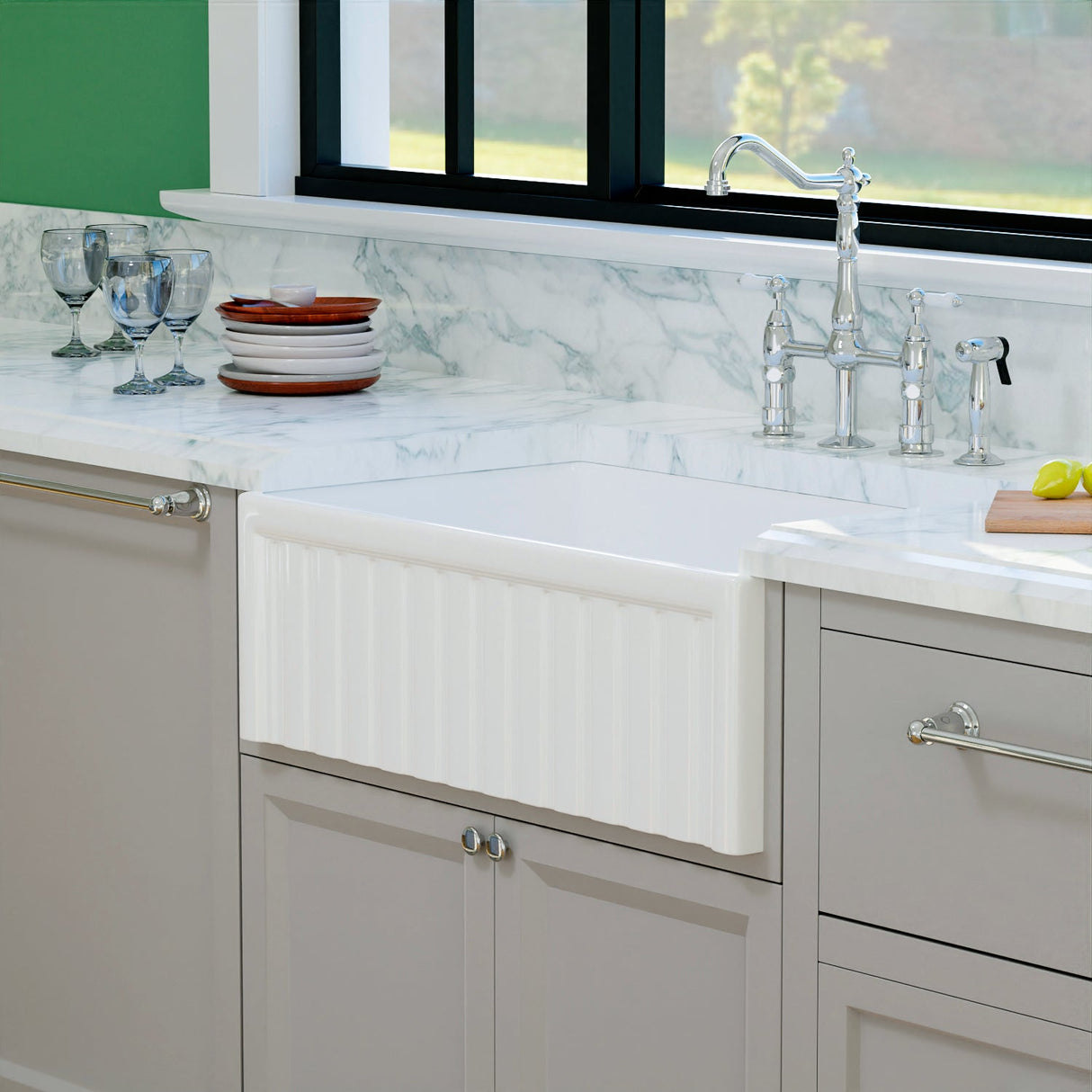 Carthage Fluted Single Bowl Apron-Front Sink