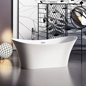 Noreen 69" Acrylic Double Slipper Tub with Integrated Drain and Overflow