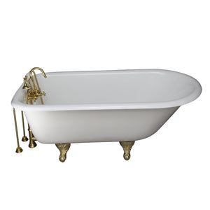 Brocton 65″ Cast Iron Roll Top Tub Kit – Polished Brass Accessories