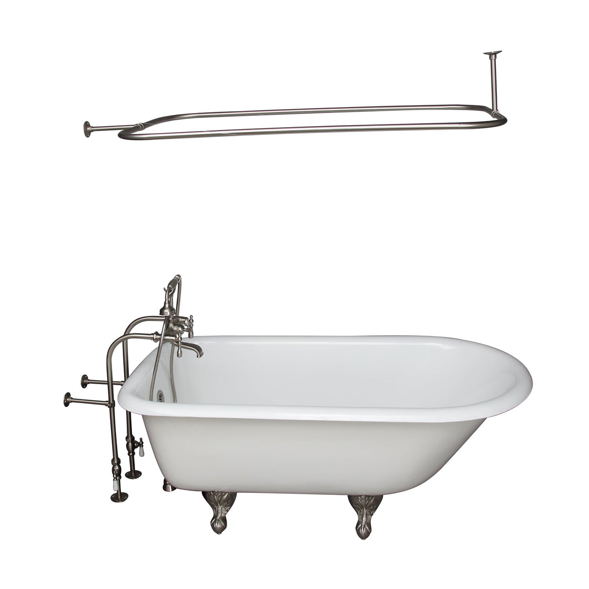 Antonio 55" Cast Iron Roll Top Tub Kit-Brushed Nickel Accessories