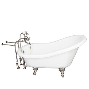 Isadora 67″ Acrylic Slipper Tub Kit in White – Brushed Nickel Accessories