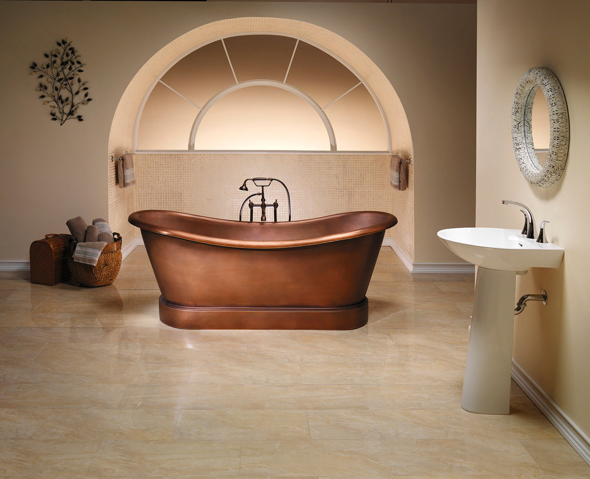 Carwyn 72″ Copper Bateau Double Slipper Tub