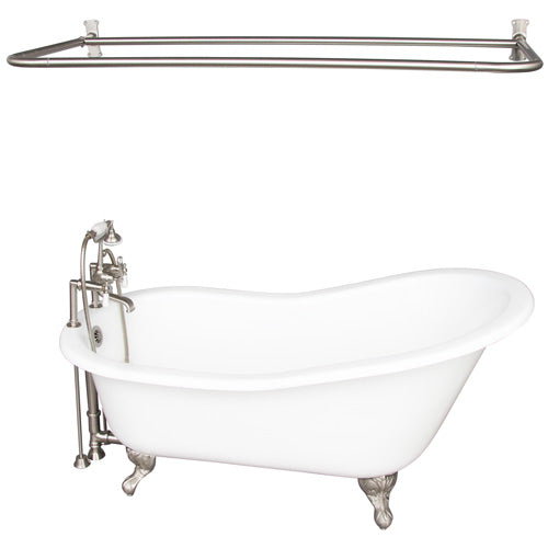 Icarus 67″ Cast Iron Slipper Tub Kit – Brushed Nickel Accessories