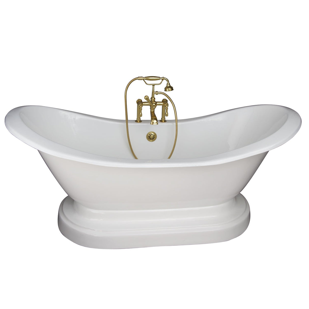 Marshall 72″ Cast Iron Double Slipper Tub Kit – Polished Brass Accessories