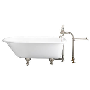 Brocton 65″ Cast Iron Roll Top Tub Kit – Brushed Nickel Accessories