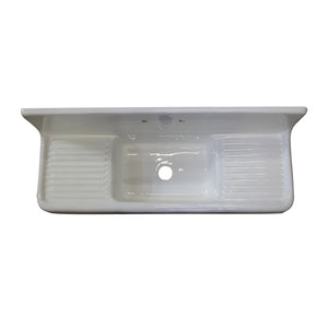 Alma 60" Cast Iron Wall-Hung Kitchen Sink with Drainboard