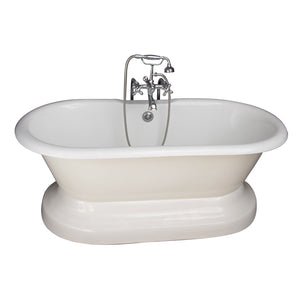 Columbus 61" Cast Iron Double Roll Top Tub Kit-Polished Chrome Accessories