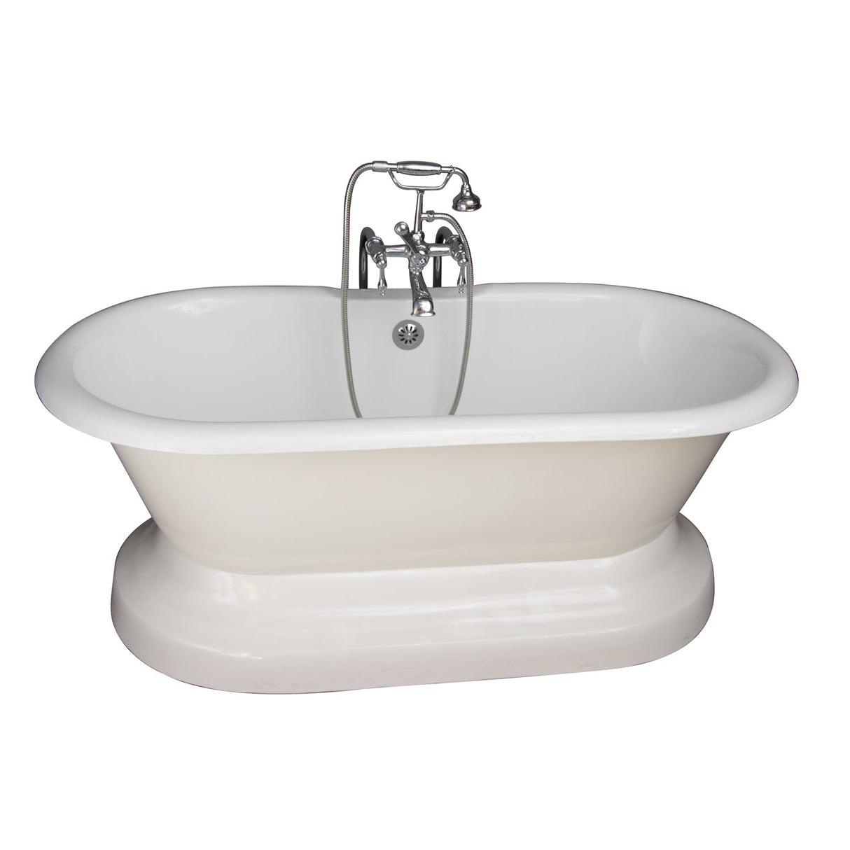 Duet 67" Cast Iron Double Roll Top Tub Kit-Polished Chrome Accessories