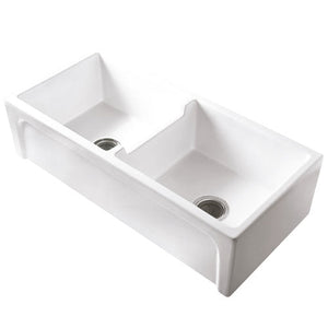 Myron 39″ Double Bowl Fire Clay Apron-Front Sink