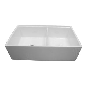 Maxwel 33" Double Bowl Apron-Front Sink with Ledge