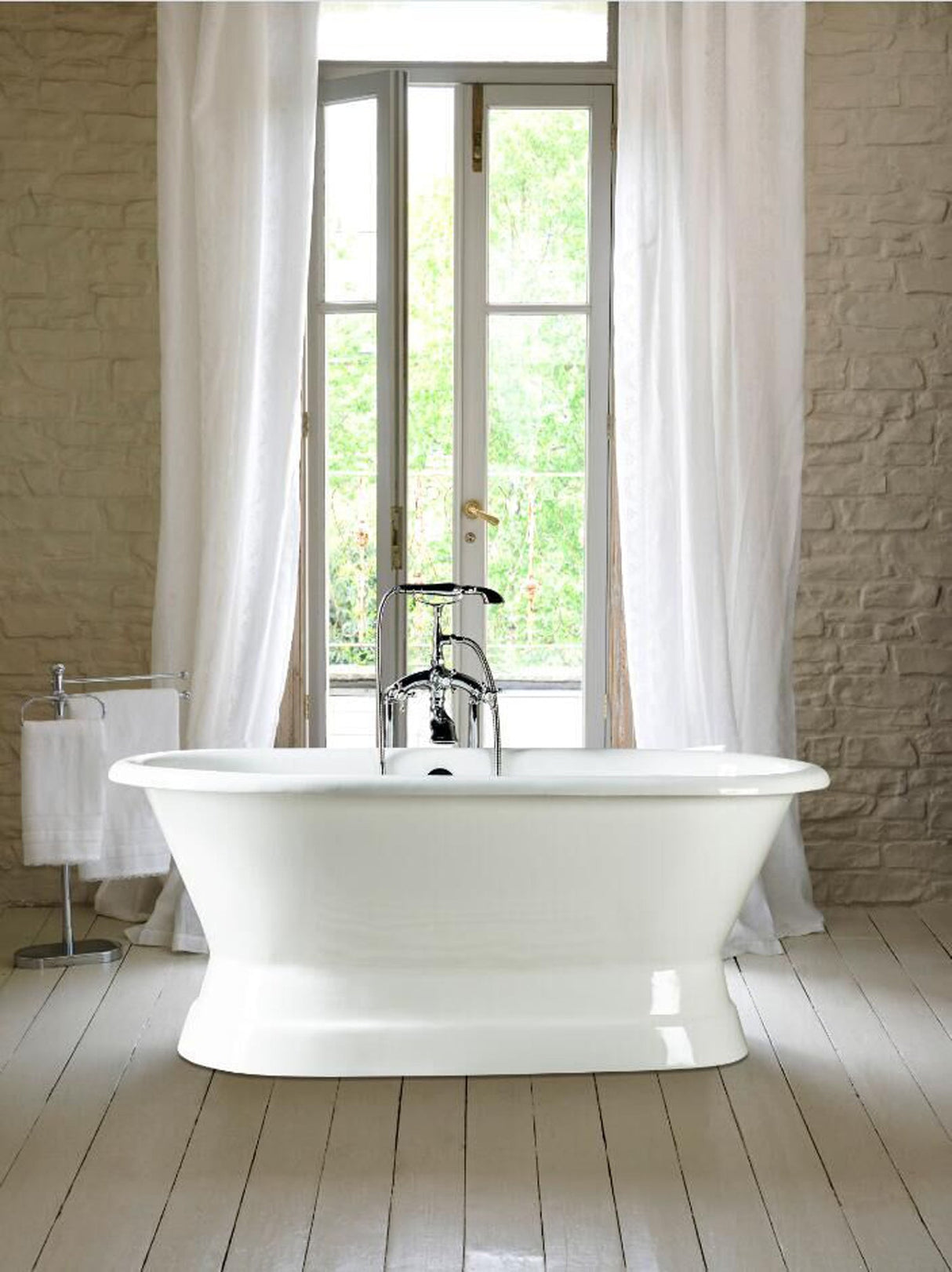Cromwell 66" Cast Iron Double Roll Top Tub on Base