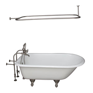 Brocton 65″ Cast Iron Roll Top Tub Kit – Brushed Nickel Accessories