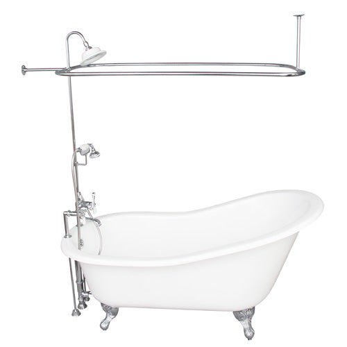 Icarus 67″ Cast Iron Slipper Tub Kit – Polished Chrome Accessories