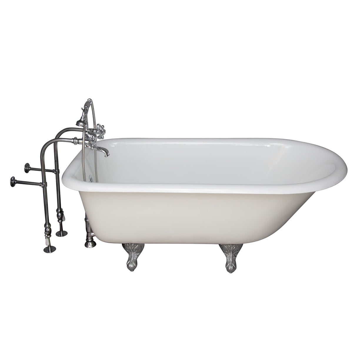 Brocton 65″ Cast Iron Roll Top Tub Kit – Polished Chrome Accessories