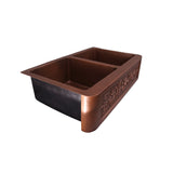 Sicily Double Bowl Copper Apron-Front Sink – 36″