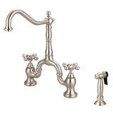 Carlton Kitchen Bridge Faucet with Metal Button Cross Handles