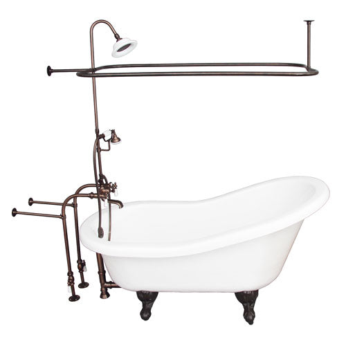 Estelle 60″ Acrylic Slipper Tub Kit in White – Oil Rubbed Bronze Accessories
