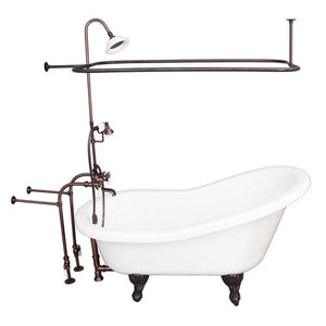 Estelle 60″ Acrylic Slipper Tub Kit in White – Oil Rubbed Bronze Accessories