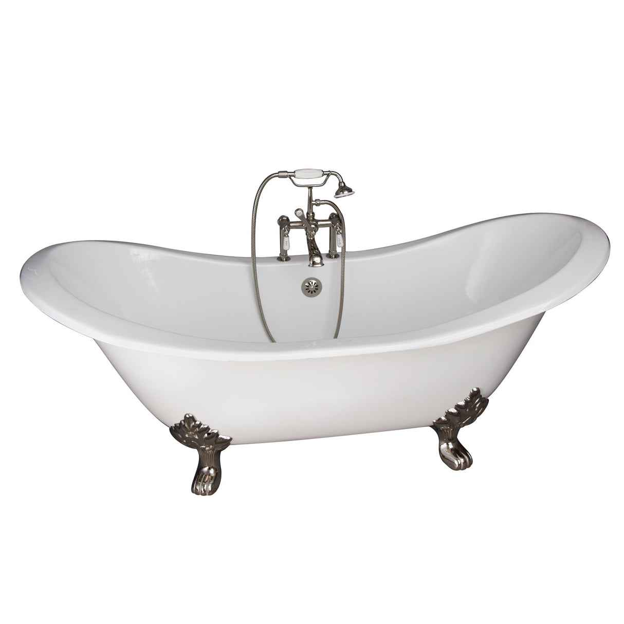 Marshall 72″ Cast Iron Double Slipper Tub Kit – Polished Nickel Accessories