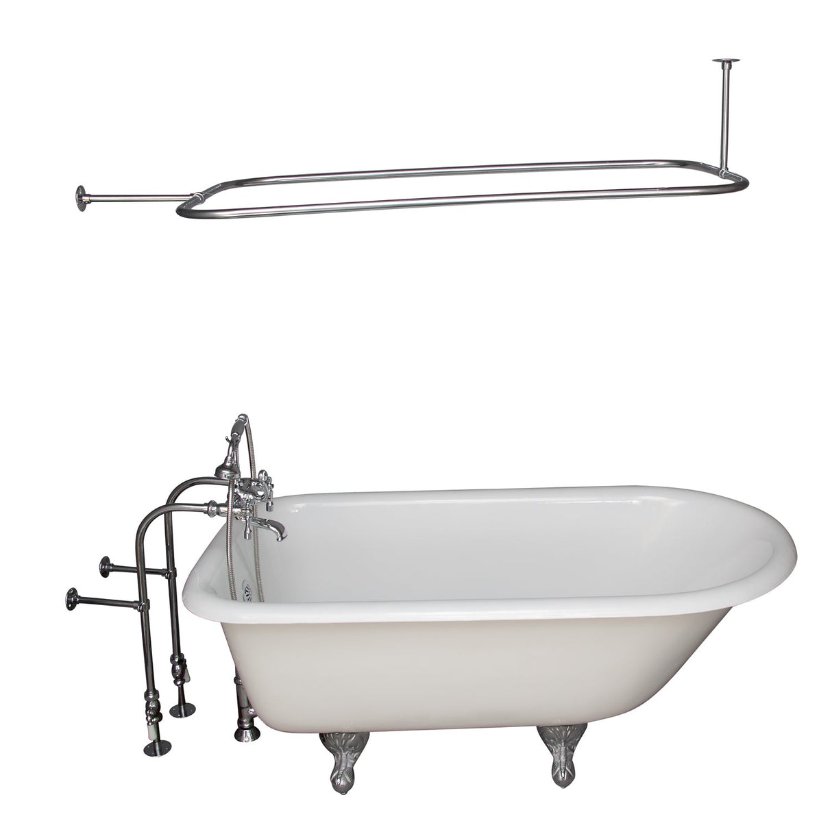 Brocton 65″ Cast Iron Roll Top Tub Kit – Polished Chrome Accessories