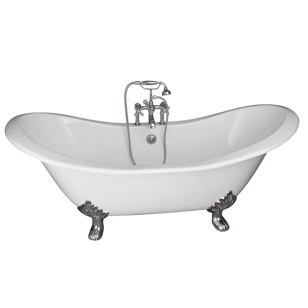 Marshall 72″ Cast Iron Double Slipper Tub Kit – Polished Chrome Accessories