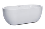 ALFI brand AB8838 59 inch White Oval Acrylic Free Standing Soaking Bathtub